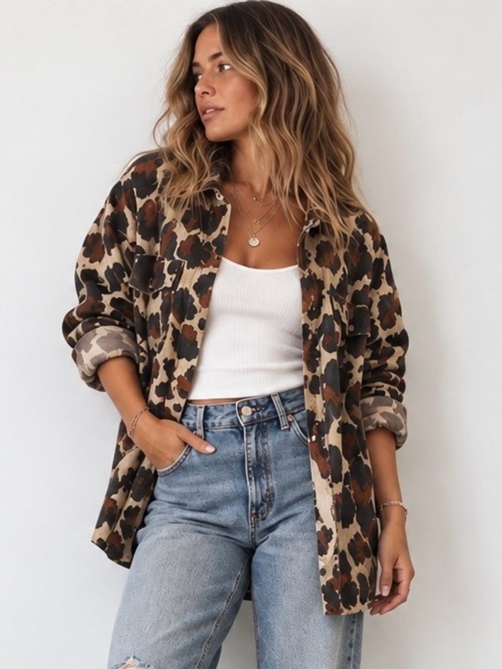 Urban Outfitters patterened cordoroy overshirt in a leopard print sz M mens